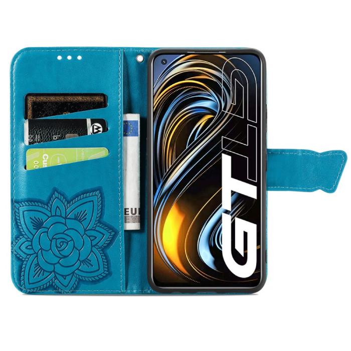 Bild 5,  Realme GT 5G - Butterfly Läder Fodral - Blå