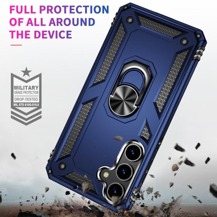 Bild 2,  Samsung Galaxy S24 Skal Hybrid Armor Ring Blå