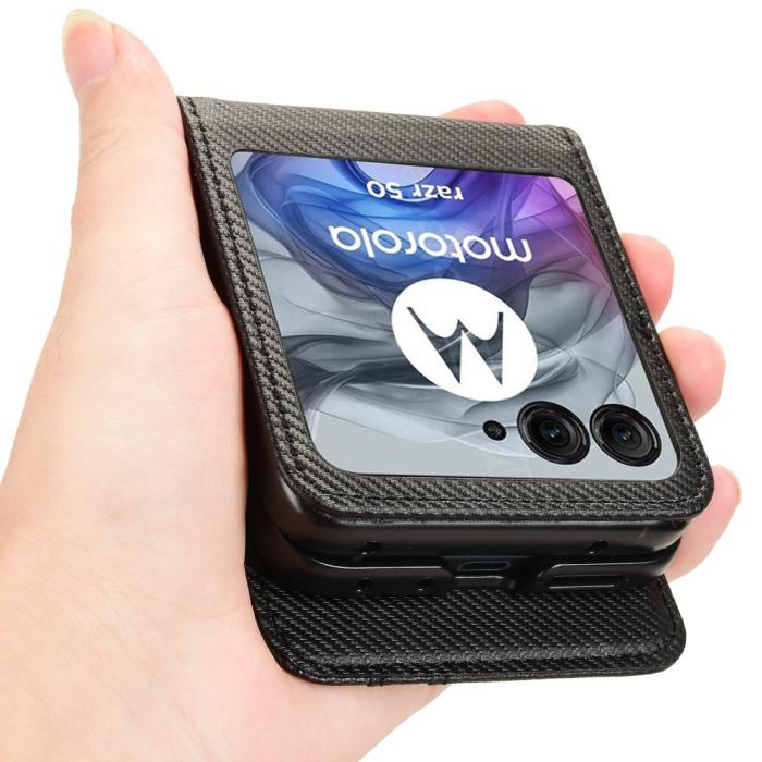 Bild 5,  Motorola Razr 60 / 50 5G Skal Med Kortfack Läder Svart