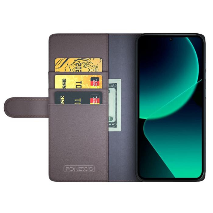 Bild 2,  Xiaomi 13T / 13T Pro Fodral Premium Äkta Läder Brun
