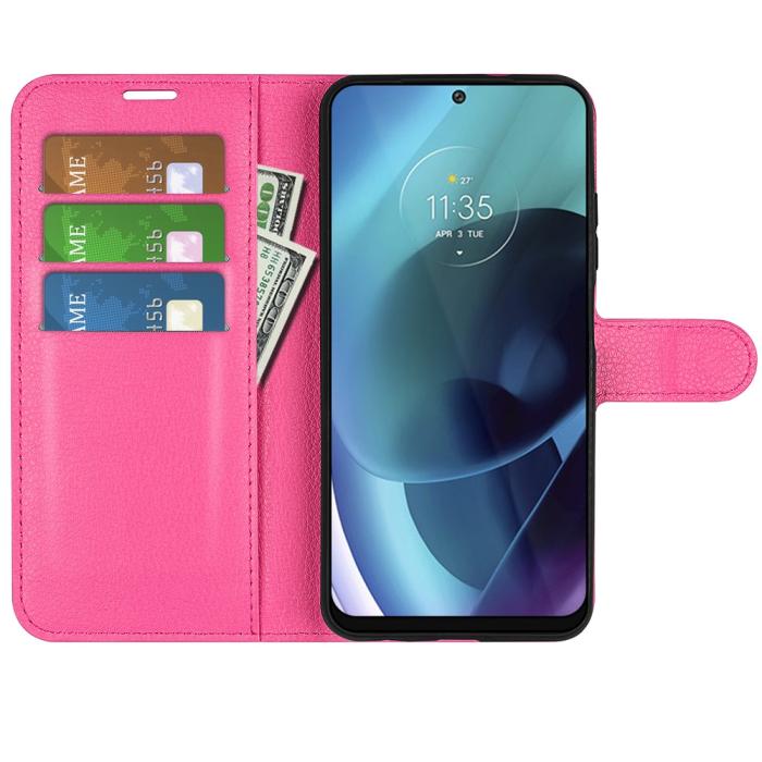 Bild 5,  Motorola Moto G71 Fodral Litchi Textur Rosa