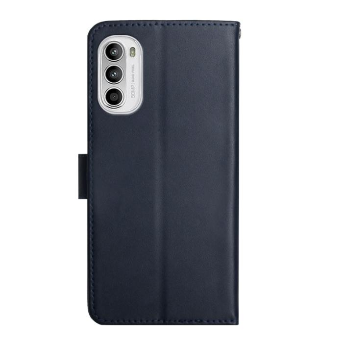Bild 3,  Motorola Moto G52/G82 Fodral Äkta Läder Nappa Textur Blå