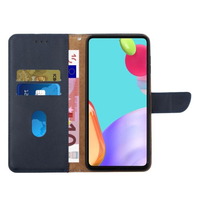 Bild 4,  Motorola Moto G52/G82 Fodral Äkta Läder Nappa Textur Blå