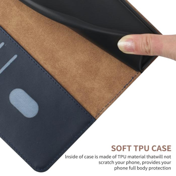 Bild 6,  Motorola Moto G52/G82 Fodral Äkta Läder Nappa Textur Blå
