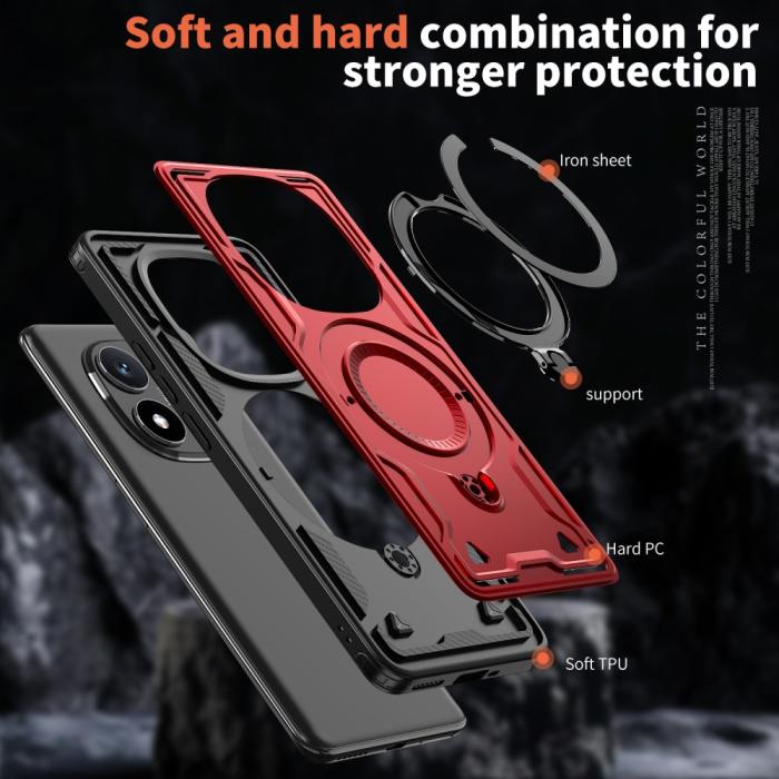 Bild 6,  Xiaomi Redmi Note 14 Pro 5G Skal MagSafe Kickstand Hybrid Röd