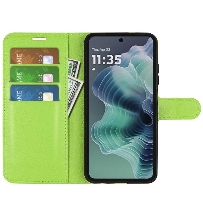 Bild 2,  Motorola Moto G35 5G Fodral Litchi Läder Grön
