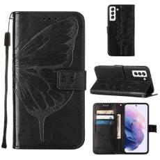 Samsung Galaxy S22 Fodral Butterfly L&auml;der Svart