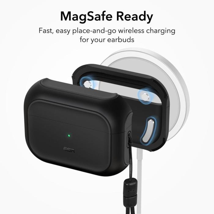 Bild 2, ESR ESR AirPods Pro 1/2 Fodral Orbit MagSafe HaloLock Svart