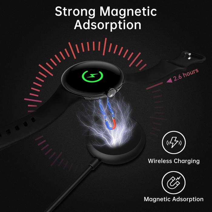 Bild 4,  1m Magnetisk USB-C Laddare Google Pixel Watch Svart