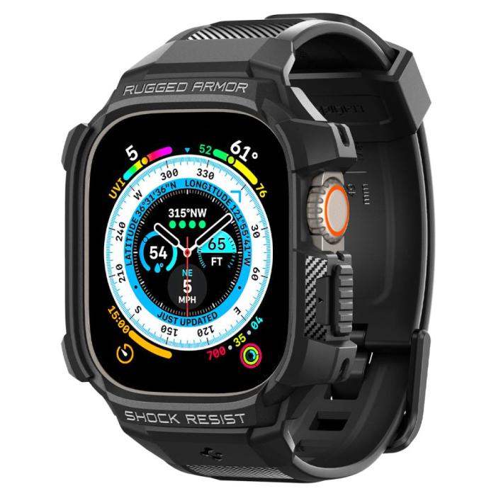 Bild 2, Spigen Spigen Apple Watch Ultra 49 mm Skal/Armband Rugged Armor 'Pro' Svart
