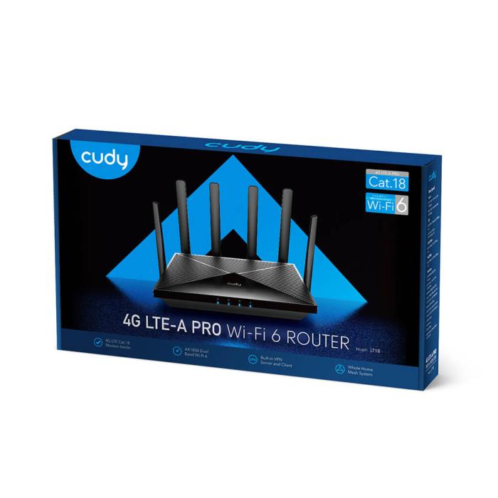 Bild 6, Cudy Cudy 4G Router LT18 Cat 18 AX1800 Gigabit Dual-SIM Svart