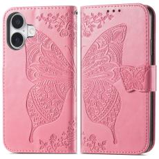  iPhone 16 Fodral Fj&auml;ril Tryck Rosa
