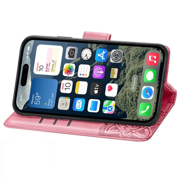 Bild 3,  iPhone 16 Fodral Fjäril Tryck Rosa