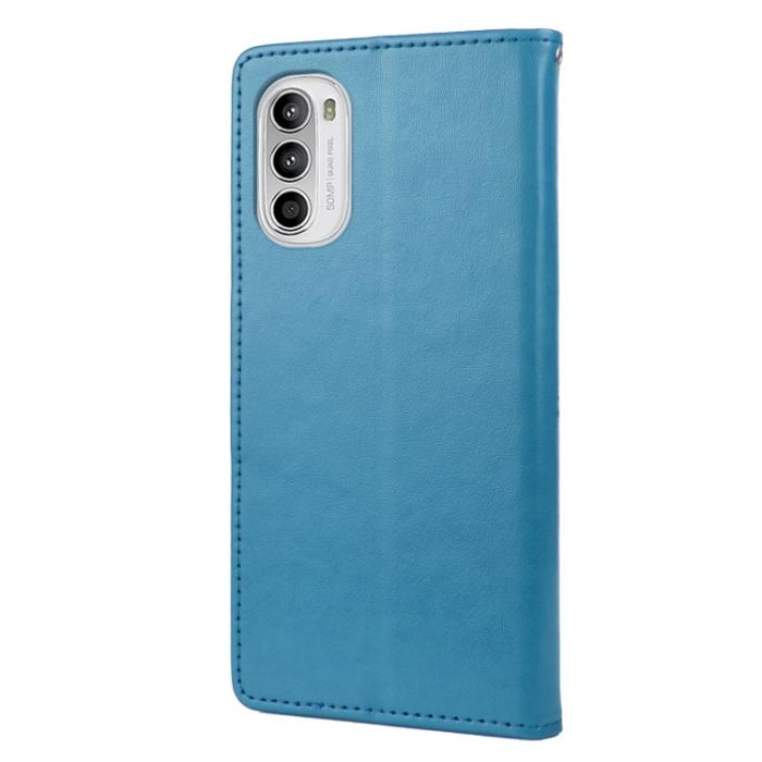 Bild 3,  Motorola Moto G52/G82 Fodral Blommigt Tryck Blå