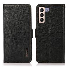 KHAZNEH KHAZNEH Samsung Galaxy S22 Plus Fodral Litchi &Auml;kta L&auml;der Svart
