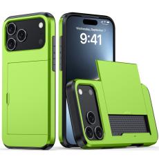  iPhone 17 Pro Max Skal Hybrid Med Kortfack Gr&ouml;n