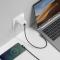 UGREEN Ugreen 1m 3A Elbow USB-C PD QC FPC Flätad Nylon Kabel Svart/Grå