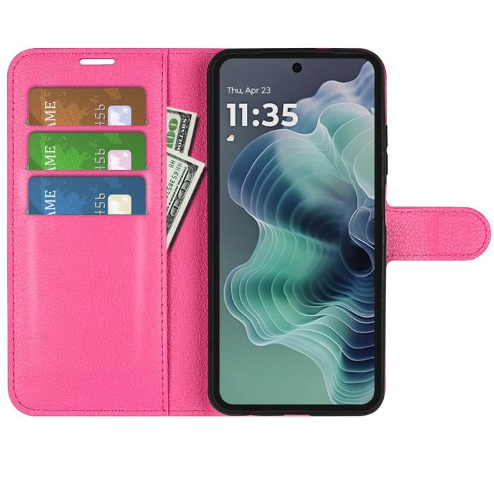 Bild 2,  Motorola Moto G35 5G Fodral Litchi Läder Rosa