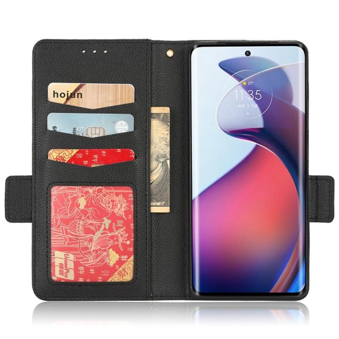 Bild 2,  Motorola Edge 30 Fusion 5G Fodral Litchi Läder Svart