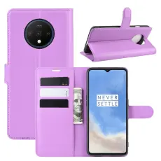  OnePlus 7T - Litchi Pl&aring;nboksfodral - Lila