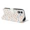  iPhone 17 Fodral Rhombus Läder Blommor Vit