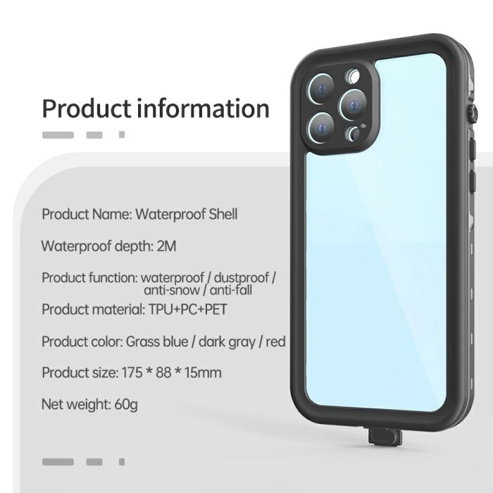 Bild 4, REDPEPPER REDPEPPER iPhone 13 Pro Max Skal 360 Vattentätt IP68 Mörk Grå