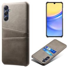  Samsung Galaxy A15 5G Skal L&auml;derbelagt Med Kortfack Gr&aring;