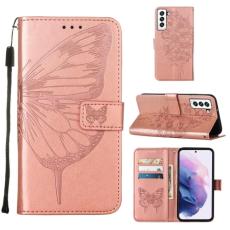  Samsung Galaxy S22 Fodral Butterfly L&auml;der Ros&eacute;guld