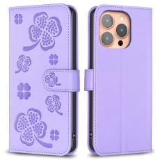  iPhone 16 Pro Fodral Fyrkl&ouml;ver L&auml;der Lila