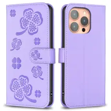 iPhone 16 Pro Fodral Fyrkl&ouml;ver L&auml;der Lila