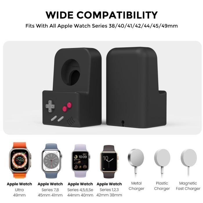 Bild 2, AHASTYLE AHASTYLE Apple Watch Laddningsställ Gamepad Silikon Svart