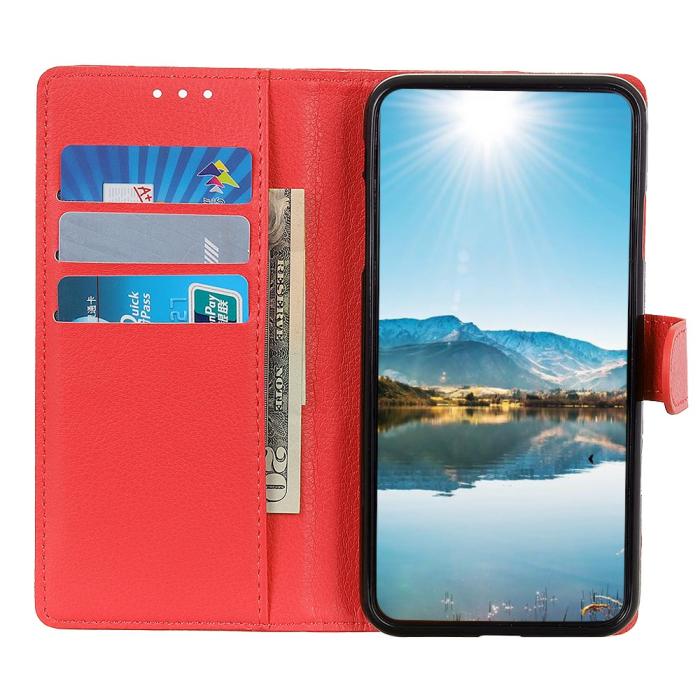 Bild 4,  Motorola Moto G31 / G41 Fodral Litchi Läder Röd