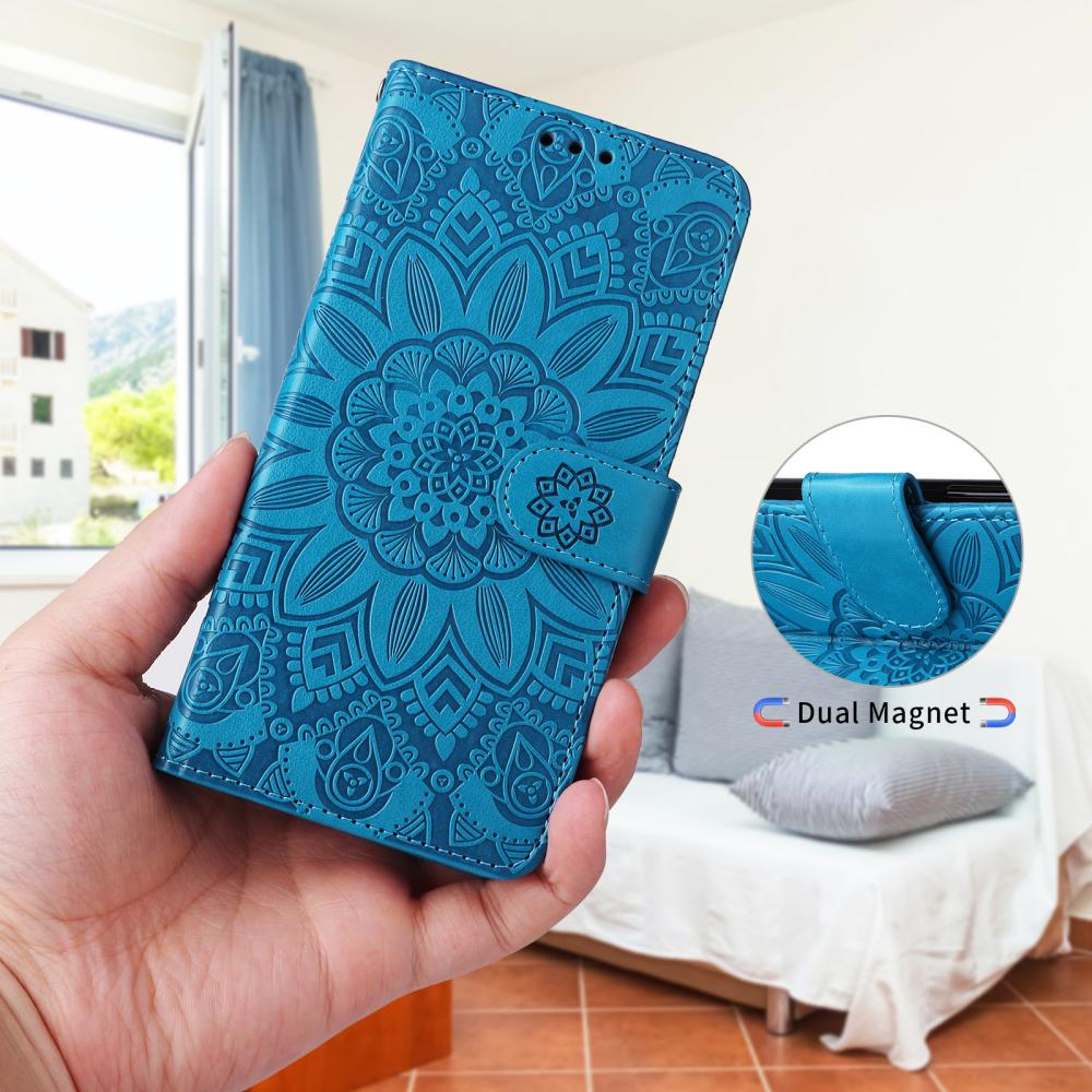  Motorola Edge 70 Fodral Mandala Läder Blå