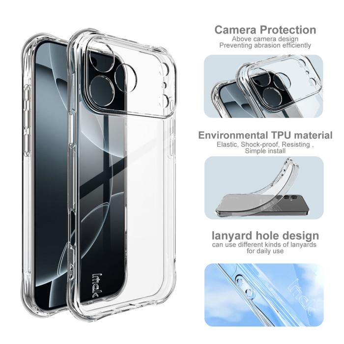 Bild 5, IMAK IMAK iPhone 17 Pro Max Skal TPU Shockproof Airbag Transparent