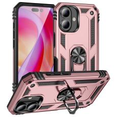  iPhone 16 Plus Skal Med Ring Hybrid Ros&eacute;guld