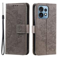  Motorola Edge 40 Pro 5G Fodral Mandala L&auml;der Gr&aring;
