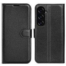  Samsung Galaxy S23 FE Fodral Litchi Textur Svart