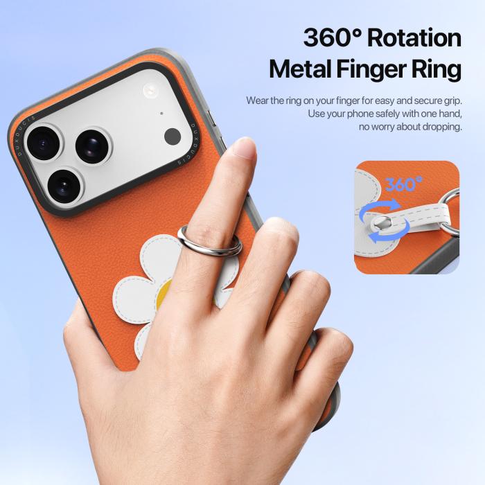Bild 6, DUX DUCIS DUX DUCIS iPhone 18 Pro/17 Pro Skal PU-Läder Prästkrage Orange