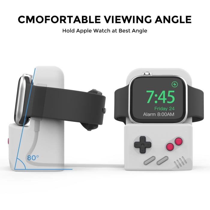 Bild 3, AHASTYLE AHASTYLE Apple Watch Laddningsställ Gamepad Silikon Grå