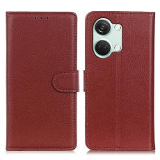  OnePlus Nord 3 5G Fodral Litchi L&auml;der Brun