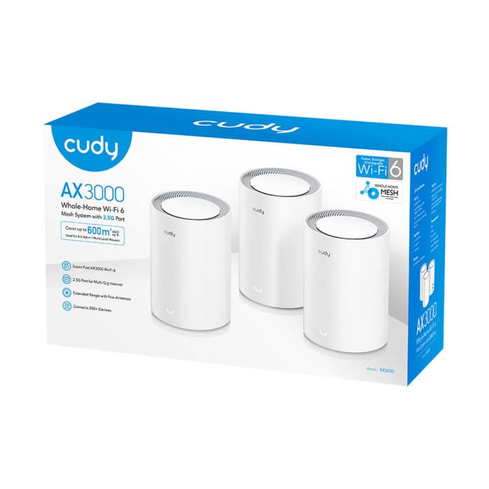 Bild 3, Cudy Cudy Mesh Solution M3000 3-pack AX3000 Gigabit Wi-Fi 6 2.5G Vit