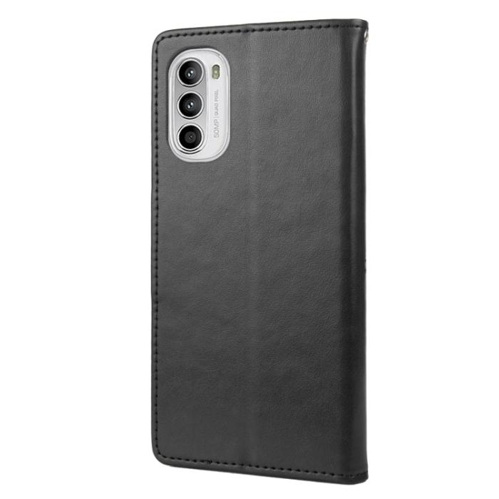 Bild 3,  Motorola Moto G52/G82 Fodral Blommigt Tryck Svart