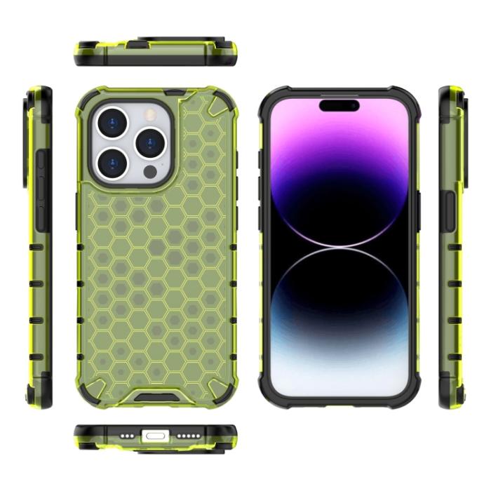 Bild 4,  iPhone 15 Pro Skal Shockproof Honeycomb Grön
