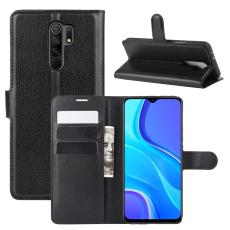  Xiaomi Redmi 9 - Litchi Pl&aring;nboksfodral - Svart