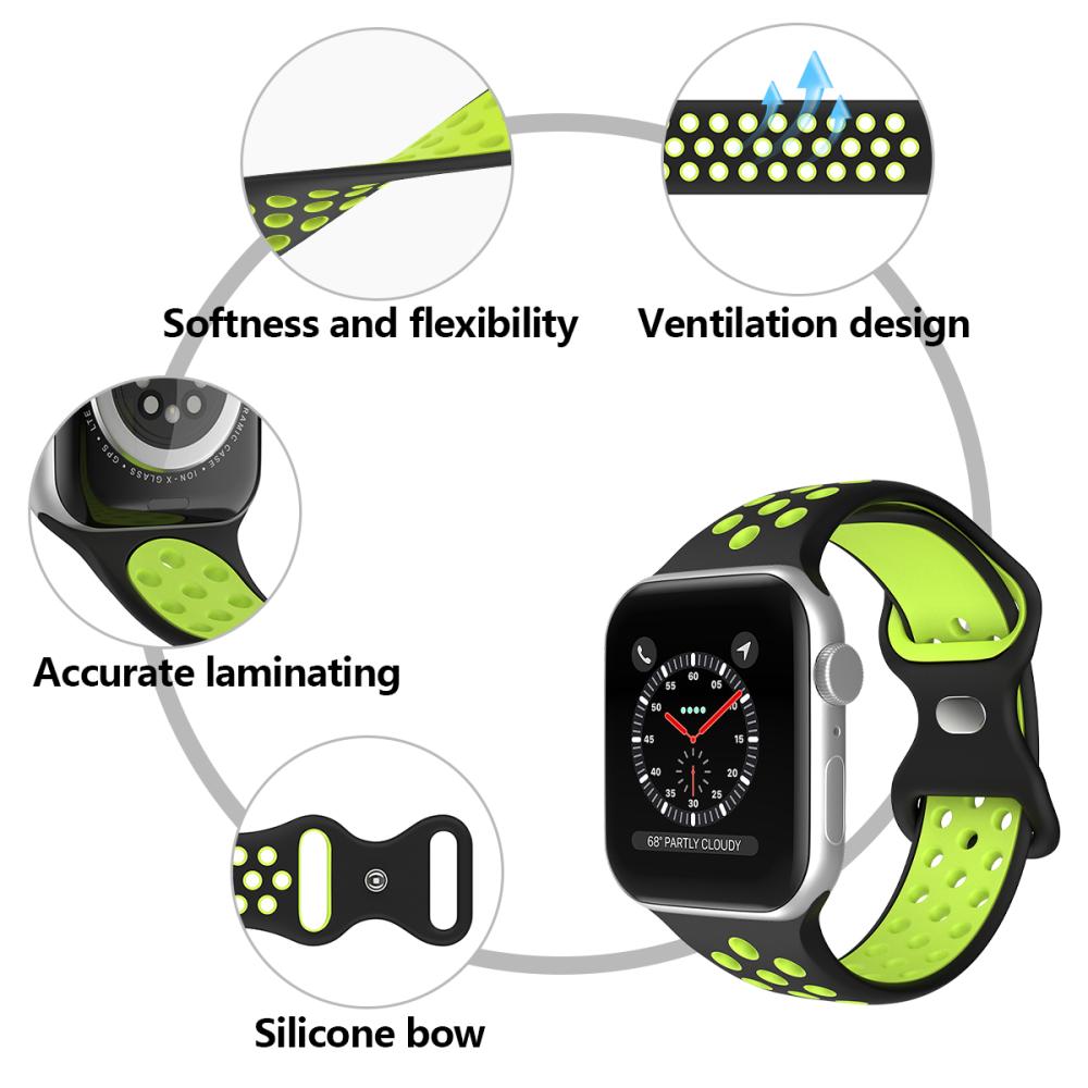 ColorPop Sportarmband Dual-Color Apple Watch 42/44/45/46/49 mm (S/M) Svart/Gul