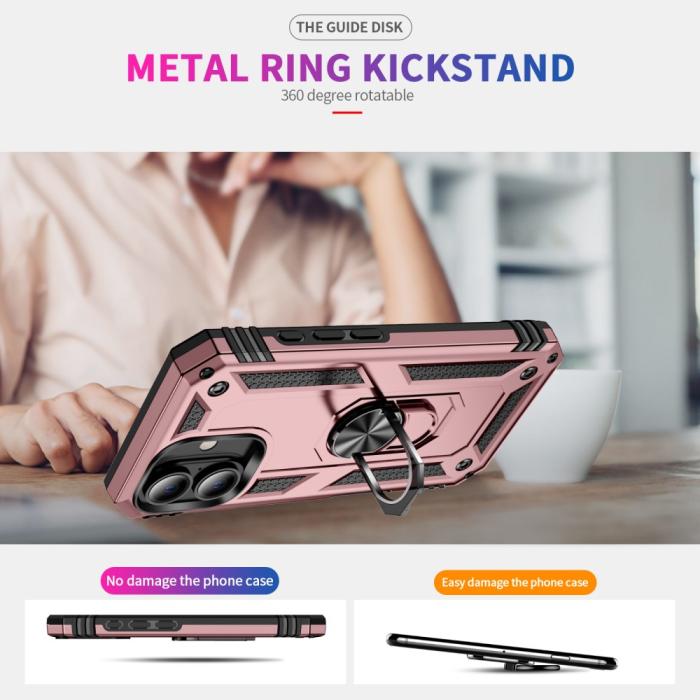 Bild 2,  iPhone 16 Plus Skal Med Ring Hybrid Roséguld