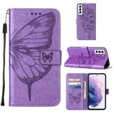  Samsung Galaxy S22 Fodral Butterfly L&auml;der Lila