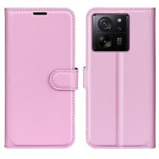  Xiaomi 13T / 13T Pro Fodral Litchi L&auml;der Ljus Rosa