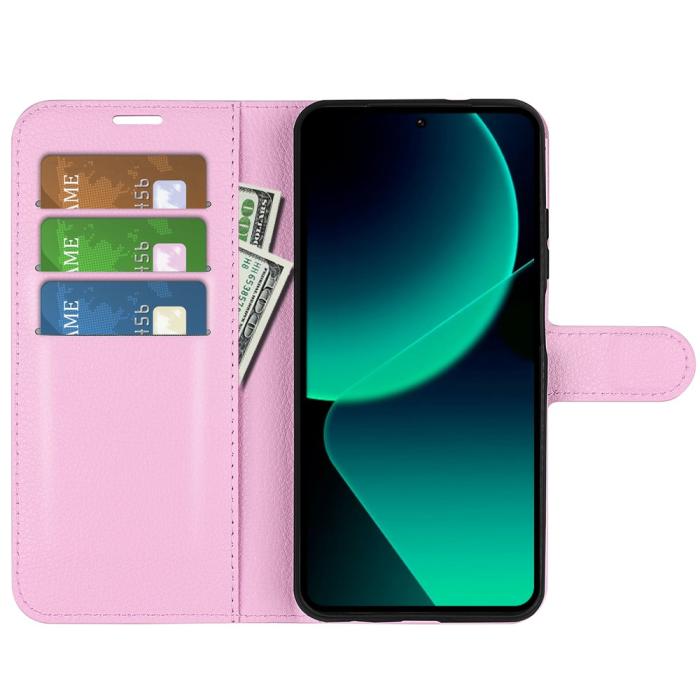 Bild 2,  Xiaomi 13T / 13T Pro Fodral Litchi Läder Ljus Rosa