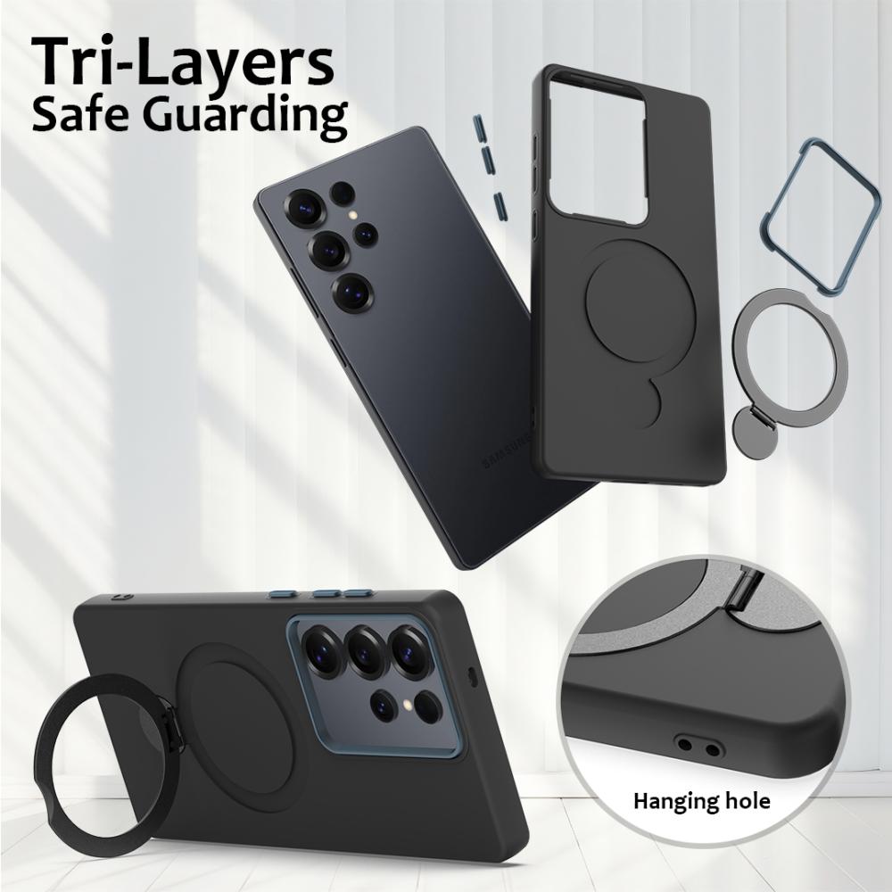  Samsung Galaxy S25 Ultra Skal MagSafe Kickstand Hybrid Svart